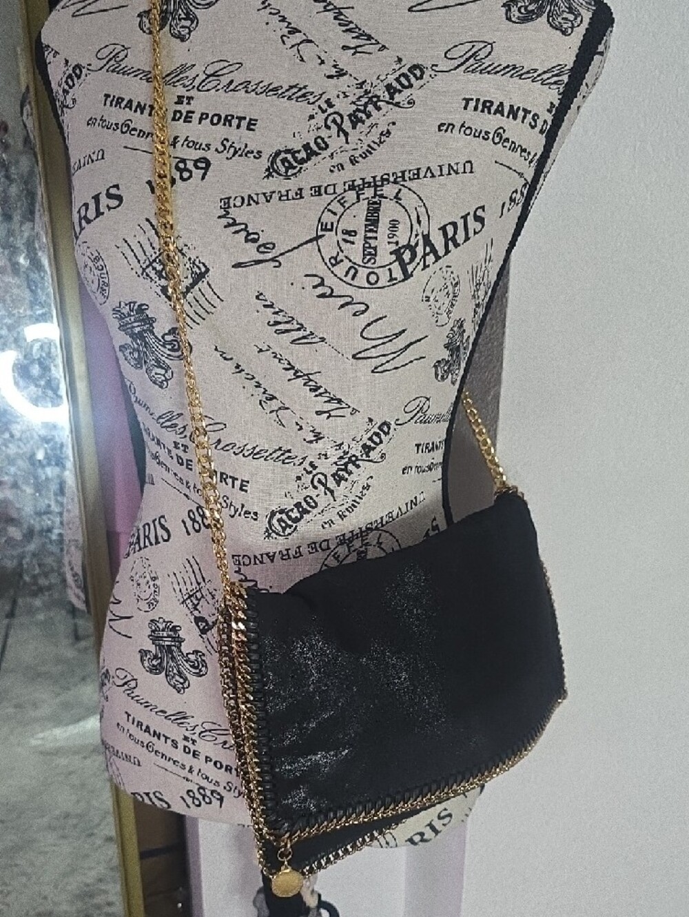 Stella McCartney Black Falabella Shaggy Deer Fold-Over Clutch W Gold (NWOT) 🖤✨️